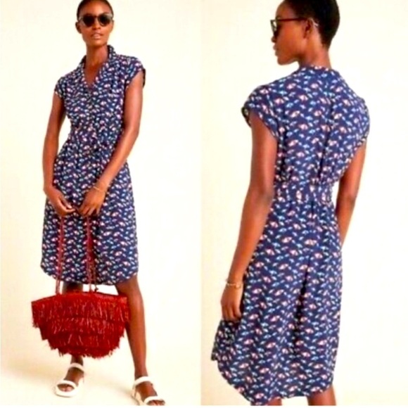 Anthropologie Dresses & Skirts - Anthropologie Maeve Catherine Beach Umbrella Tie Shirt Dress Size 4